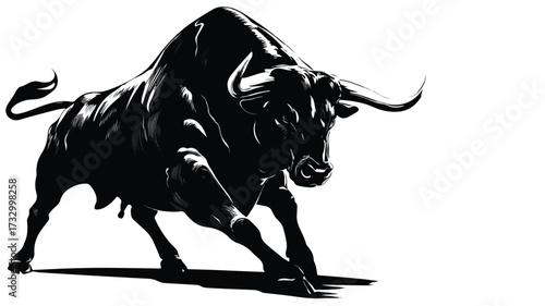 Dynamic Bull Silhouette Vector for Graphic Design Projects