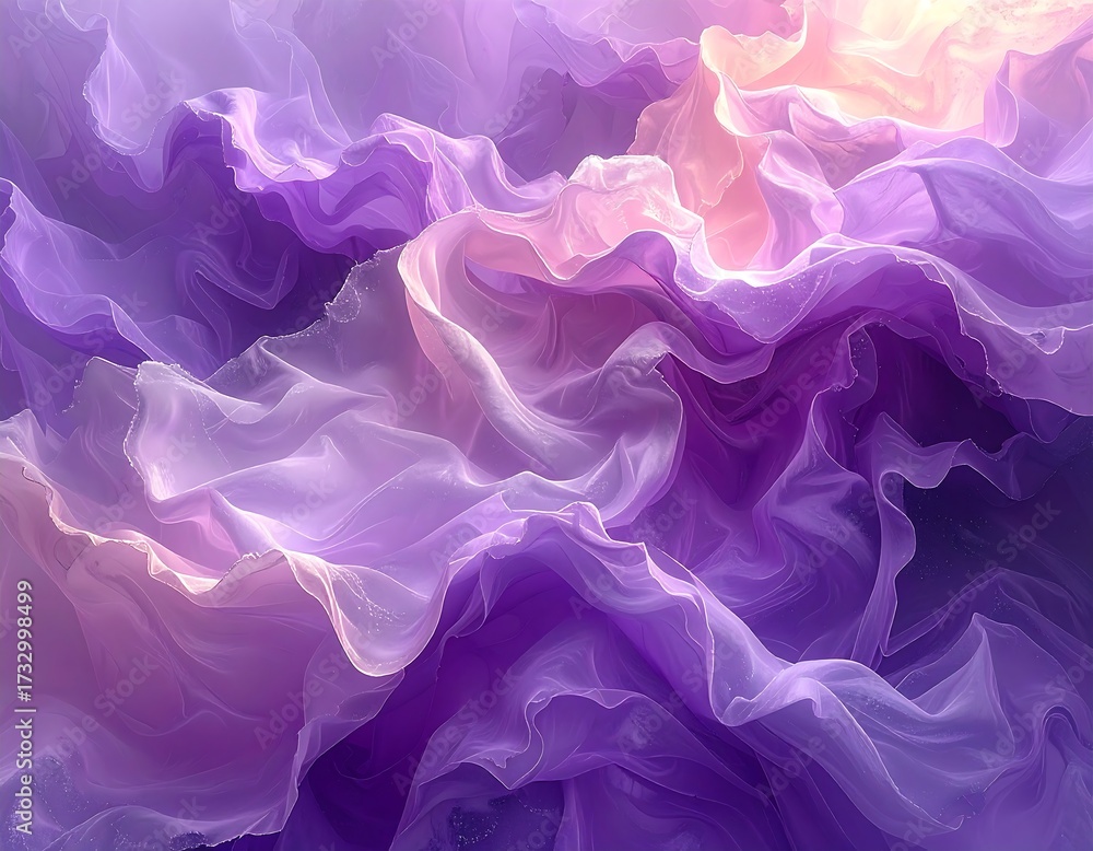 Fototapeta premium Flowing, vibrant fabric in shades of purple and pink