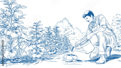 Skilled Male Farmer Cultivating Garden Bed Outdoors