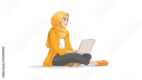 Elegant Hijab Woman Vector Illustration for Creative Projects