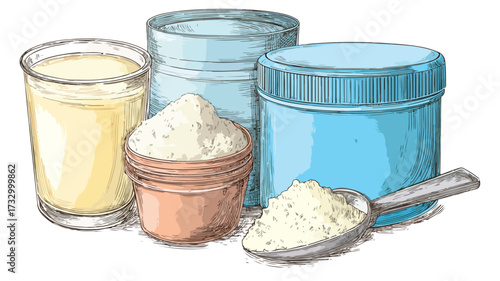 Collection of Baby Milk Powder Clipart for Organic Baby Food Packaging Design