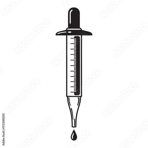black and white silhouette of a Graduated pipette vector on a white background