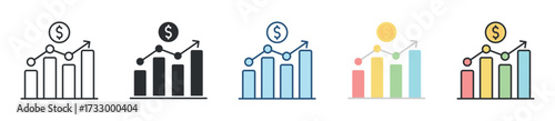 Market Growth Icon Set Multiple Style Collection