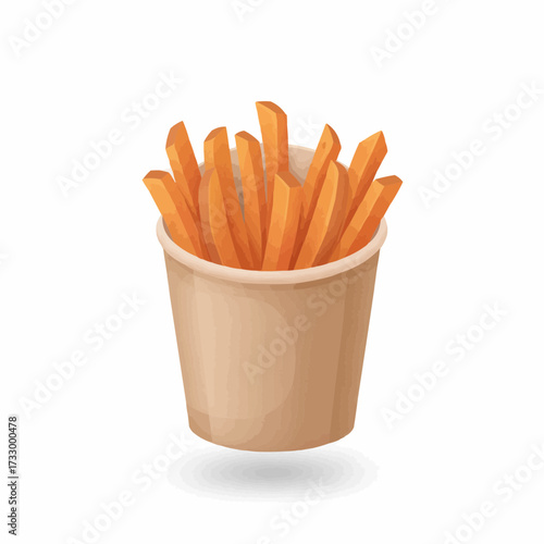 Crispy golden french fries in a kraft paper cup vector illustration food icon