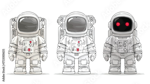 Professional Space Themed Toy Spacesuits on White Background for Creative Projects