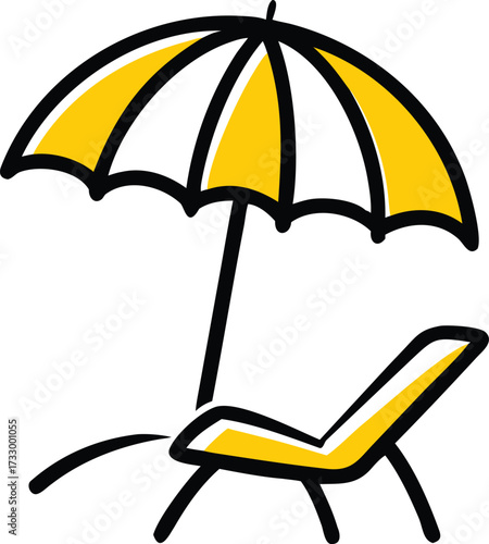beach umbrella and chair summer clipart on white b.eps