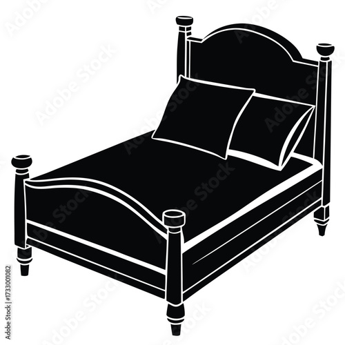 bed with pillow vector illustration on white backg.eps