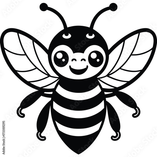 bee with smiling face in kawaii style clipart on w.eps