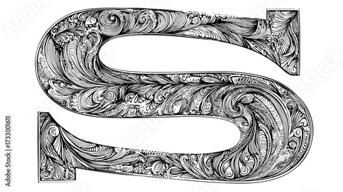 Alphabet Vector Illustration of Letter S with Abstract Design Elements