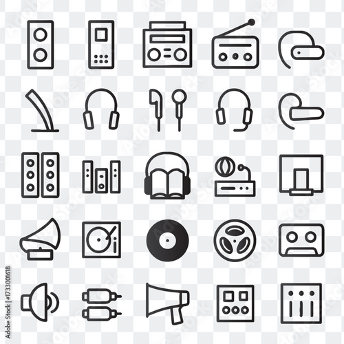 Music Audio Entertainment Icons for Modern Sound Systems