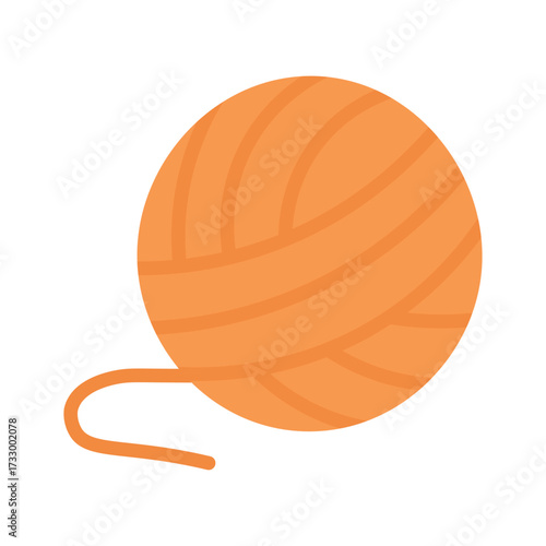 Vector illustration of orange yarn ball, flat cartoon doodle style isolated.