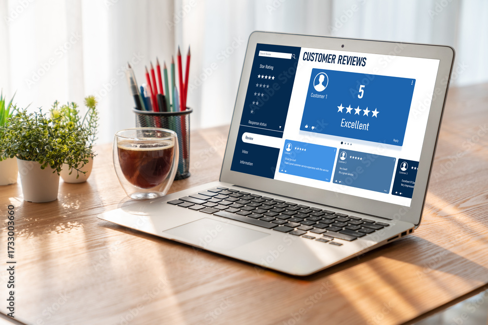 Fototapeta premium Customer experience and review analysis by modish computer software for corporate business
