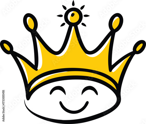 cartoon crown with smiling sun jewel vector on whi.eps
