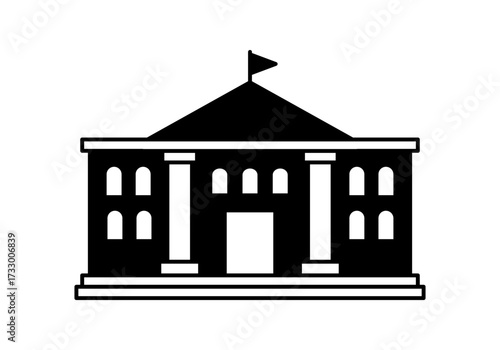 Black university building icon, representing higher education.