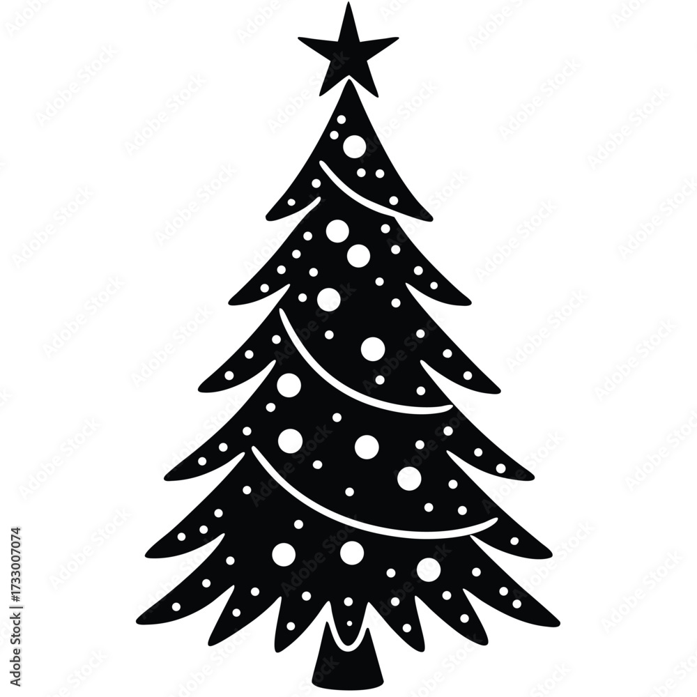 Fototapeta premium christmas tree with star topper cartoon vector on .eps
