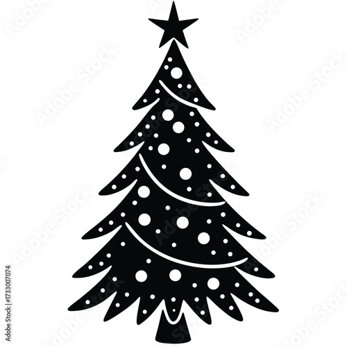 christmas tree with star topper cartoon vector on .eps