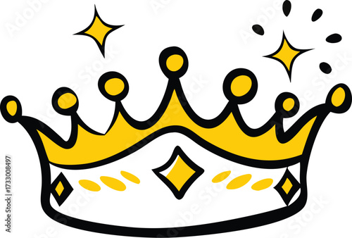 cute crown with rainbow sparkle cartoon illustrati.eps