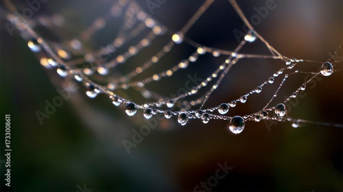Dew drops on spiderweb