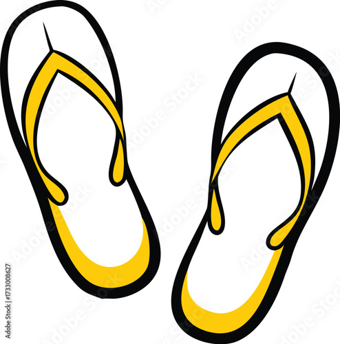 cute flip flops cartoon clipart on white backgroun.eps