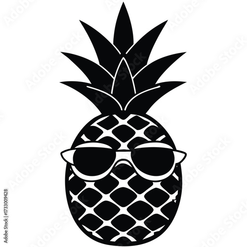 cute pineapple with sunglasses vector on white bac (1).eps