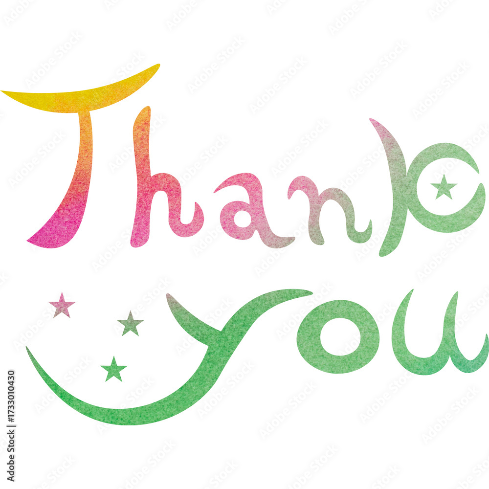 Fototapeta premium Illustration of a beautiful watercolor patterned “Thank you!” icon image