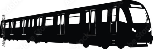 Modern metro train silhouette public transportation urban commute passenger travel railway system fast transit vector