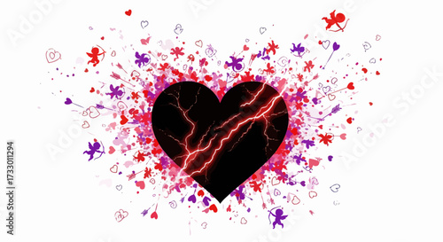 Electric Heartbreak: A Conceptual Illustration of Love's Challenges and Transformation