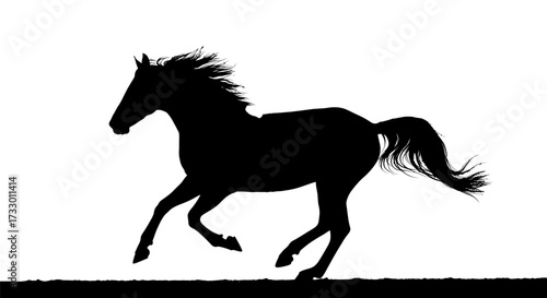 Equine elegance conveyed through a dynamic silhouette of a galloping horse illustration