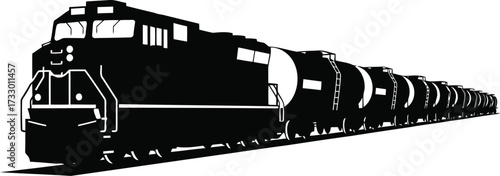 Modern diesel freight train transportation industrial logistics cargo heavy machine locomotive power vector