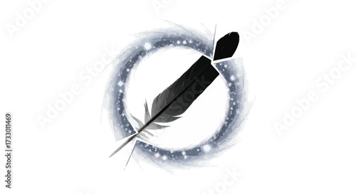 Ethereal quill illustration with magical circle evoking mystery and enchantment