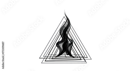 Geometric convergence abstract triangles with ethereal smoke formation modern art