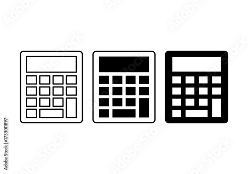 Simple black calculator icon, symbol of math and finance.