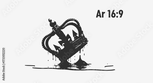 Monochrome crown illustration with dripping paint style and scriptural reference offering artistic