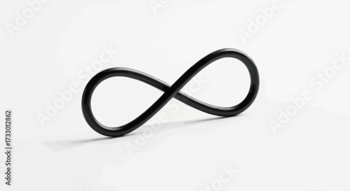 Stylized black infinity symbol on clean white background, representing endlessness, eternal concepts