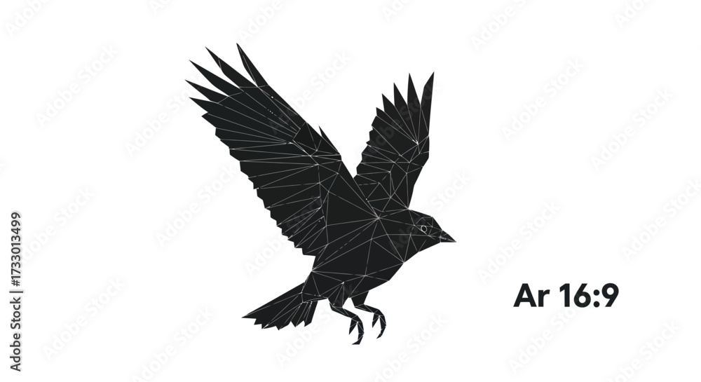 Fototapeta premium Abstract geometric crow illustration against minimalist background with subtle shadows