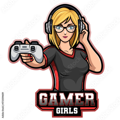 The gamers girls mascot logo