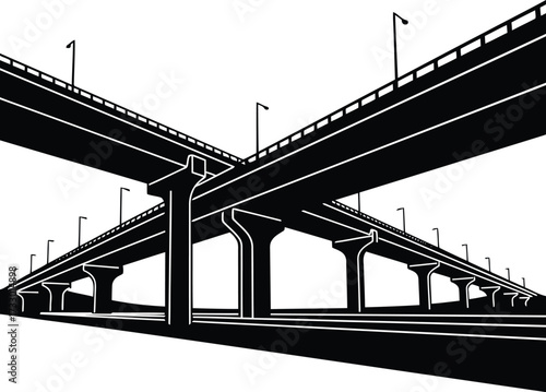 Modern highway overpass intersection infrastructure modern urban transportation system futuristic architecture vector