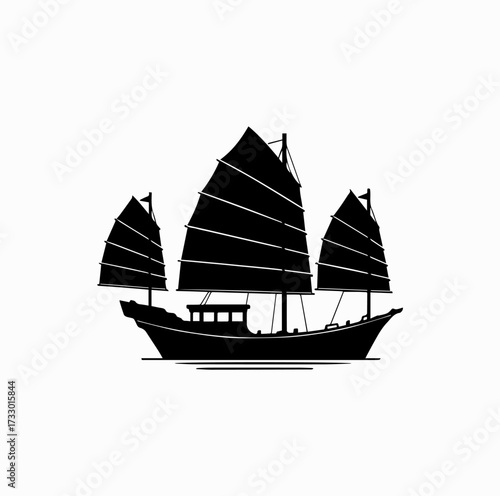 Hong Kong Junk Boat Silhouette – Traditional Sailing Icon