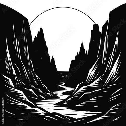 desert canyon illuminated by sunset glow (1).eps