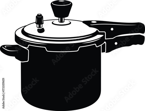 Vintage pressure cooker kitchen appliance for cooking food fast and efficiently vector
