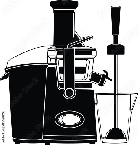 Modern electric juicer appliance extracting fresh juice healthy lifestyle kitchen tool vector