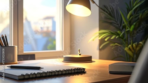 Serene Workspace: A Cozy Home Office with Natural Light and Stylish Details