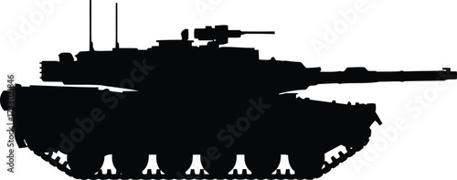 Silhouette military tank vehicle combat weaponry power armor powerfully armed and ready vector