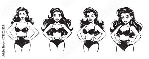 Fashion Retro Girl Vector Illustration