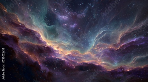 Colorful cosmic nebula