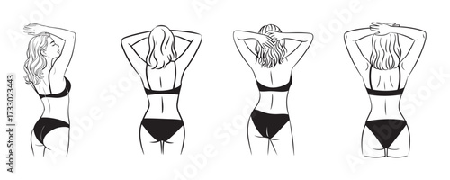 Fashion and Beauty Female Back Pose Illustration