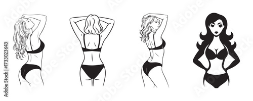 Fashion and Beauty Female Back Pose Illustration