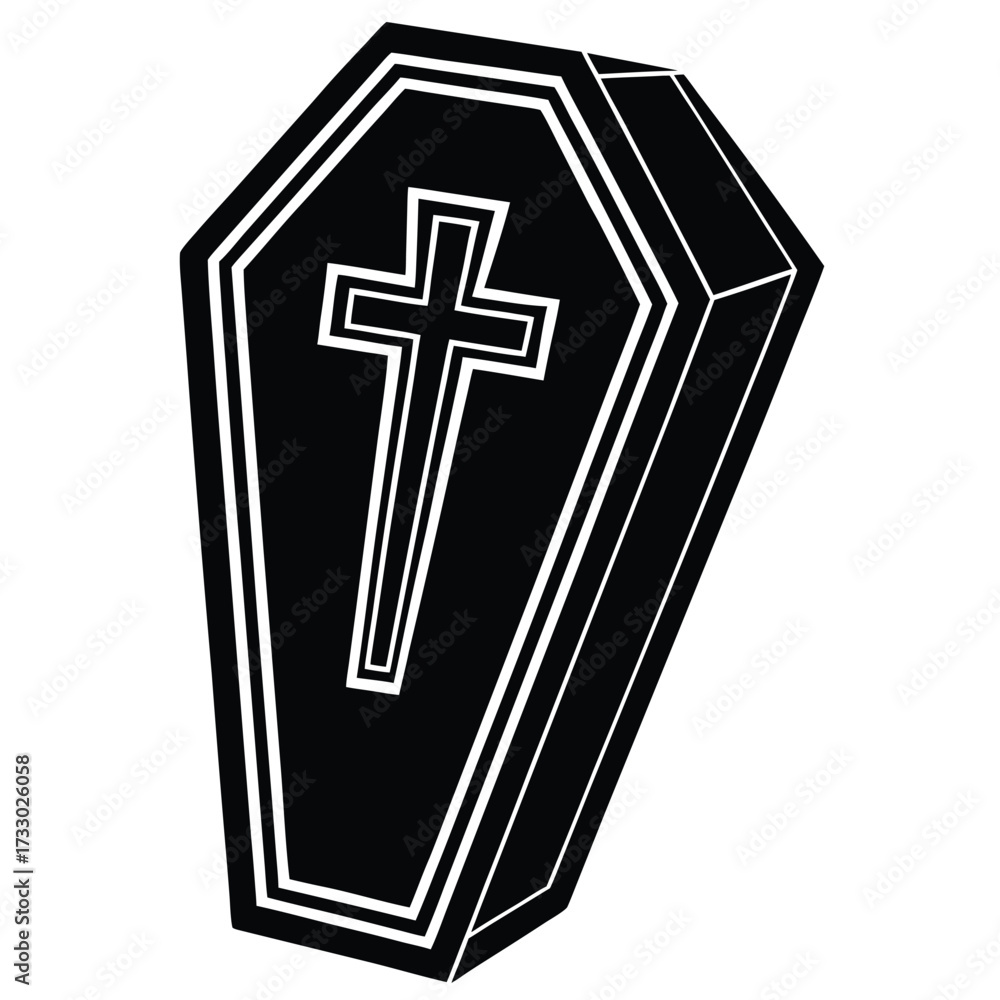 Obraz premium halloween coffin with cross illustration on white .eps