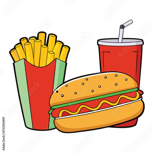 hot dog combo meal with fries and soda  vector fas (2).eps