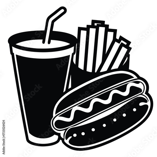 hot dog combo meal with fries and soda  vector fas (3).eps